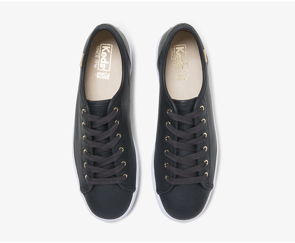 Basket Keds Femme Noir - Triple Kick Luxe Cuir - 407-DWGLMX